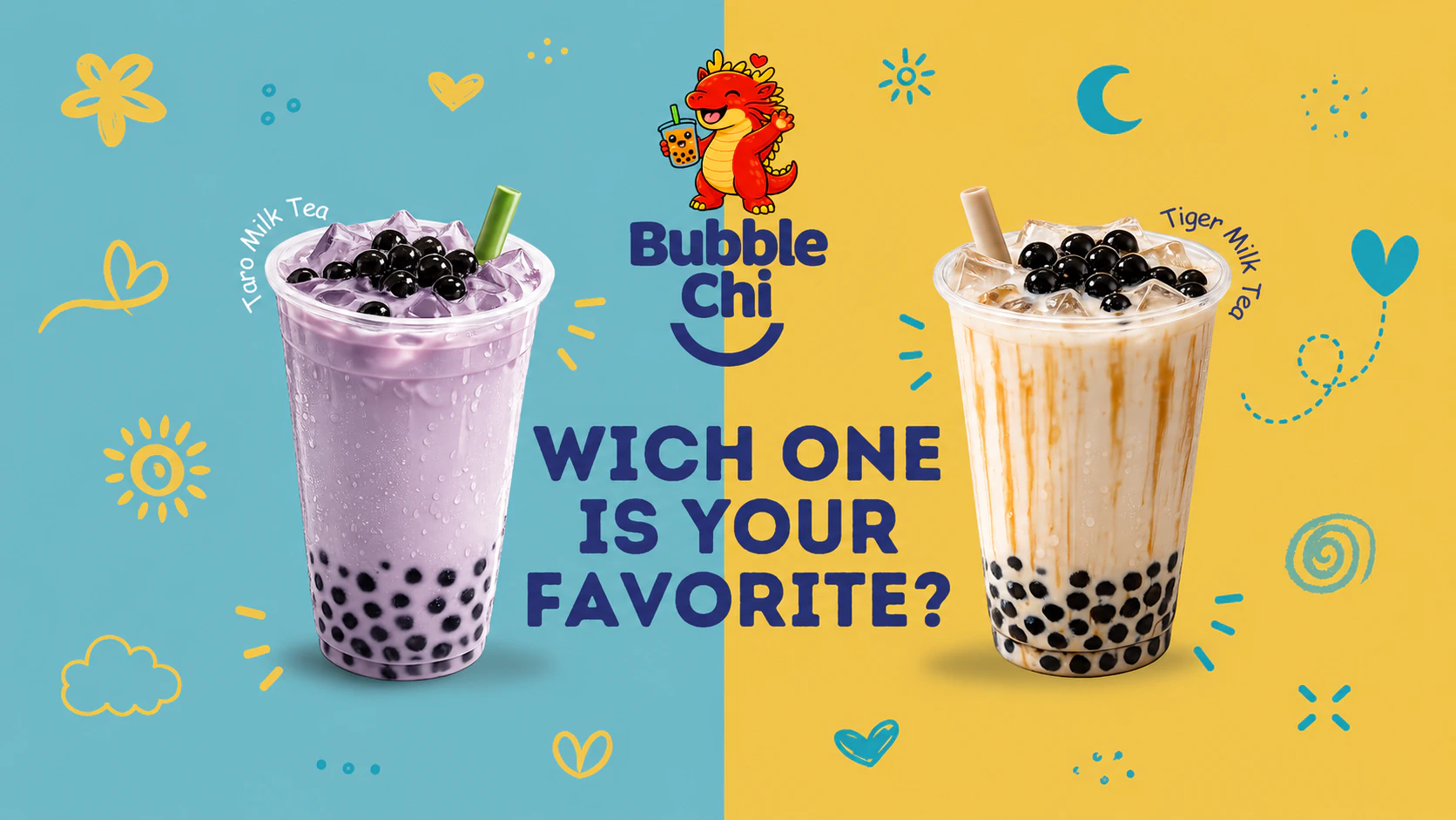Bubble Chi con taro milk tea y tiger milk tea